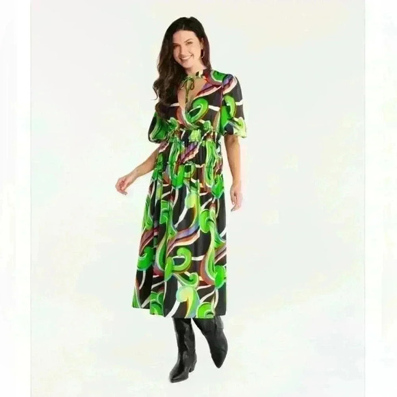 Alden Adair Shelbi Dress in Kimono new NWT colorful maxi - Picture 3 of 10